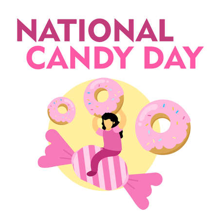 national sweet candy day cartoon doodle concept design vector illustrationのイラスト素材