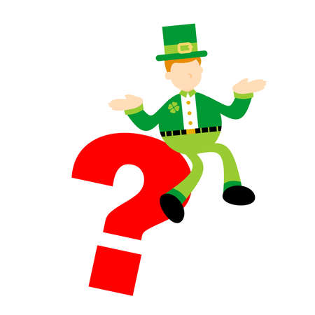 leprechaun confuse ask cartoon doodle flat design style vector illustrationのイラスト素材