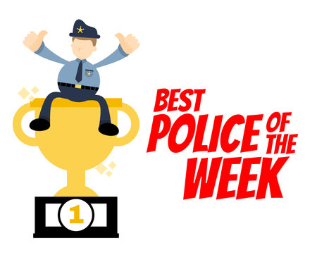 police best trophy week champion cartoon doodle flat design style vector illustrationのイラスト素材