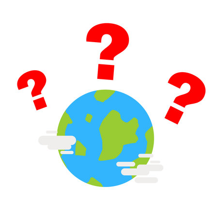 World earth globe and red question sign cartoon doodle flat design style vector illustrationのイラスト素材