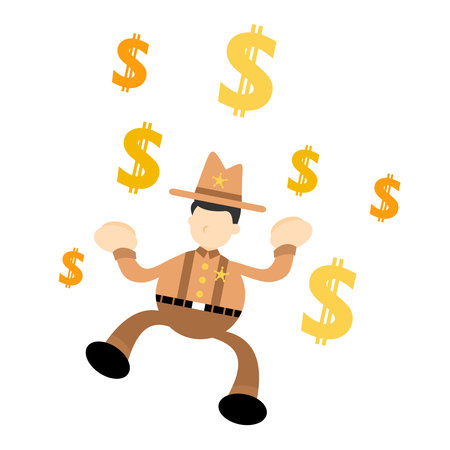america cowboy man and money dollar cartoon doodle flat design style vector illustrationのイラスト素材