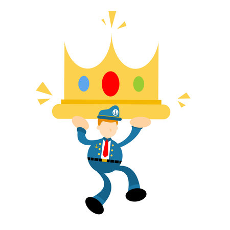 sailor captain navy pick king crown cartoon doodle flat design style vector illustrationのイラスト素材