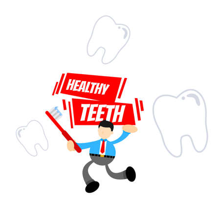 businessman worker and dental care cartoon doodle flat design style vector illustrationのイラスト素材