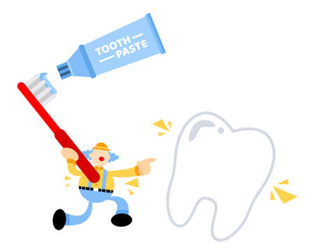 clown carnival and dental care cartoon doodle flat design style vector illustration