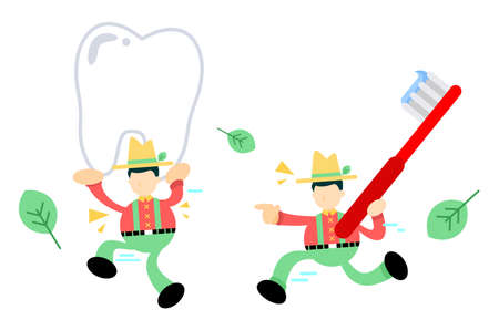 farmer man agriculture and dental care cartoon doodle flat design style vector illustrationのイラスト素材