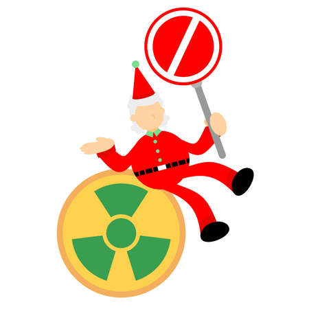christmas santa claus merry  stop nuclear activity sign cartoon doodle flat design style vector illustrationのイラスト素材