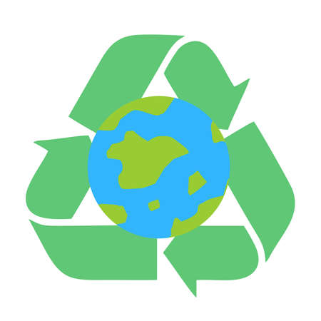 healthy world recycle sign cartoon doodle flat design style vector illustration
