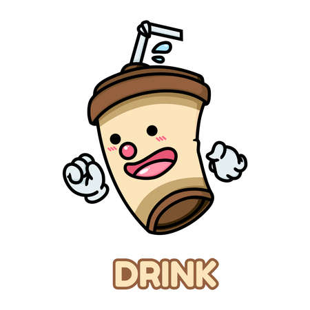 drink coffee beverage cartoon doodle flat design style vector illustrationのイラスト素材