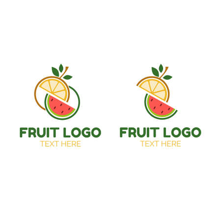 orange watermelon Fruit slice juice logo simple concept design vector illustrationのイラスト素材