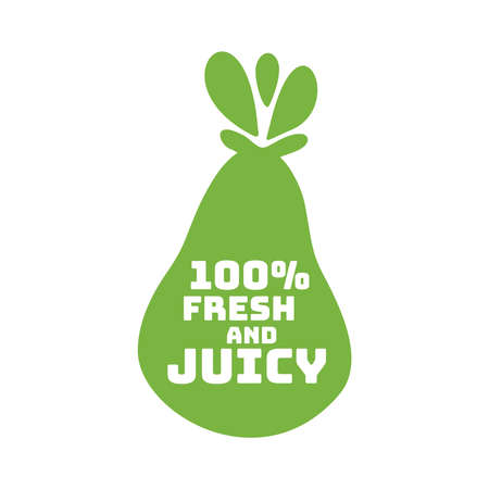 fresh and juicy pear product tag sign design vector illustrationのイラスト素材
