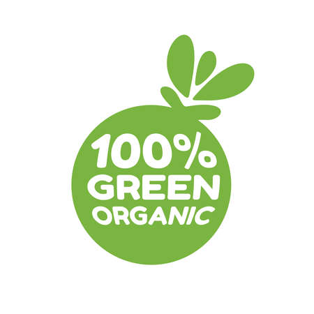 one hundred percent natural product green fruit tag sign design vector illustrationのイラスト素材
