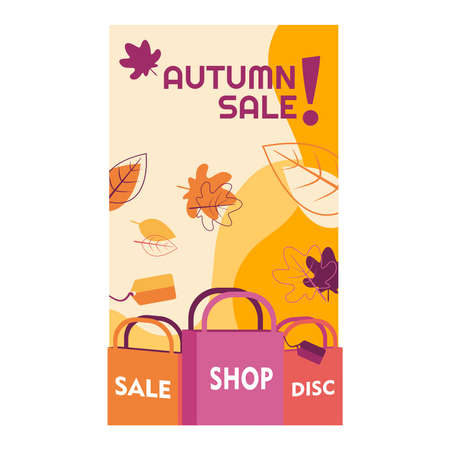 autumn sale maple orange seasonal cartoon doodle vector design illustrationのイラスト素材