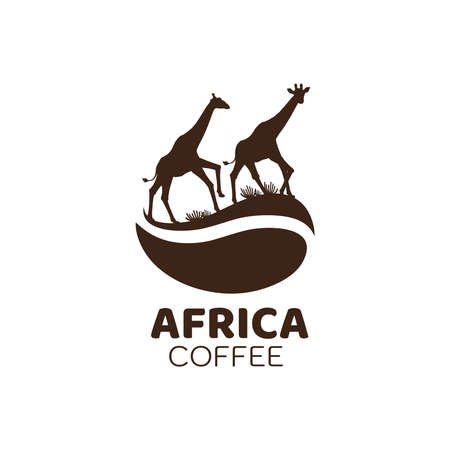 africa coffee bean giraffe animal brown beverage logo design vector illustrationのイラスト素材