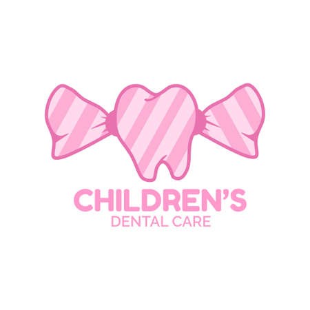 children dental care tooth pink candy bonbon logo concept design illustrationのイラスト素材
