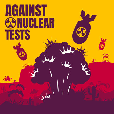 International Day against Nuclear Tests, 29 August. Nuclear environmental impact conceptual illustration vectorのイラスト素材