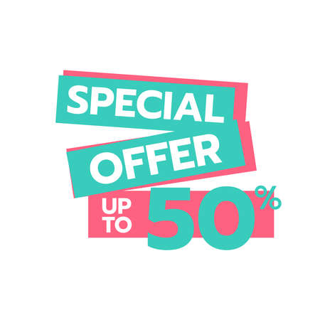 Special offer discount 50 percent Sale Deal Promotion price Tag sign Vector illustrationのイラスト素材