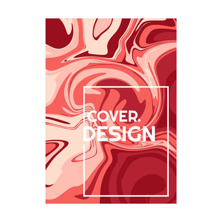 soft red retro color psychedelic fluid art portrait cover design vector illustrationのイラスト素材