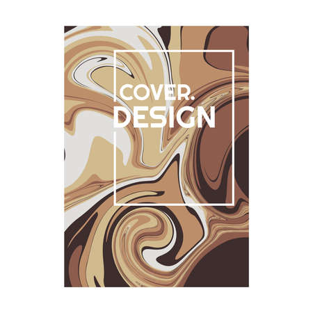 brown cream retro color psychedelic fluid art portrait cover design vector illustrationのイラスト素材