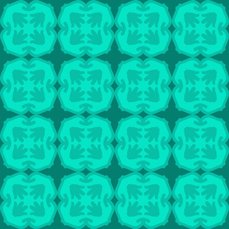 blue turquoise aqua menthe mandala art seamless pattern floral creative design background vector illustrationのイラスト素材