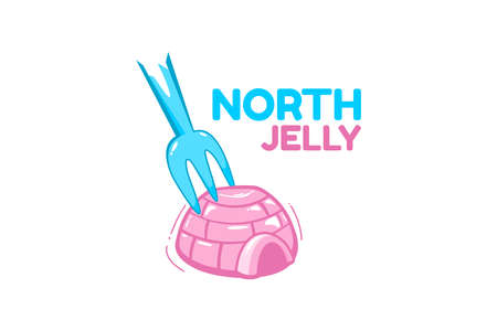 north igloo jelly pink blue fork food logo concept design illustrationのイラスト素材