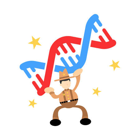 cowboy america research genetic heredity double helix structure part cartoon doodle flat design style vector illustrationのイラスト素材