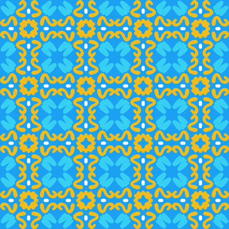 blue yellow orange mandala art seamless pattern floral creative design background vector illustrationのイラスト素材
