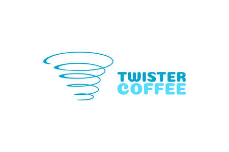 Blue Twister tornado Coffee logo concept design illustrationのイラスト素材