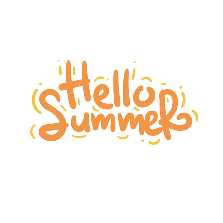 hello summer holiday quote text typography design graphic vector illustrationのイラスト素材