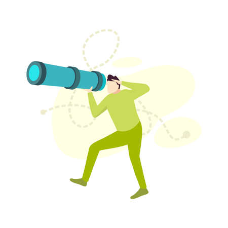 man using monocular telescope person character vector illustration flat designのイラスト素材