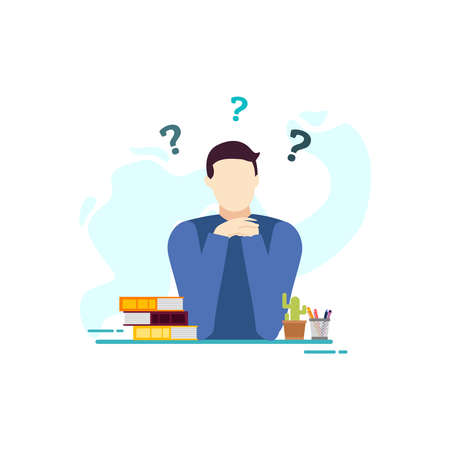 man confusion ask question thinking people character vector illustration flat designのイラスト素材