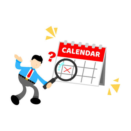 businessman worker and calendar schedule cartoon doodle flat design style vector illustrationのイラスト素材