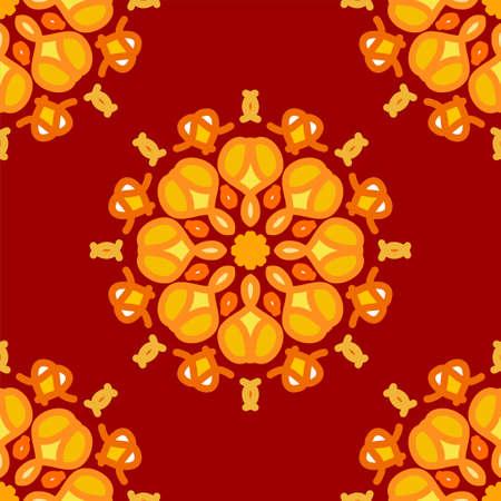 seamless pattern yellow red soft rose maroon vintage floral flower mandala interior flat design...