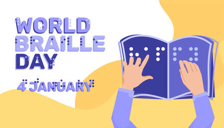 World Braille Day Campaign Social event concept Design for blind people Vector illustrationのイラスト素材
