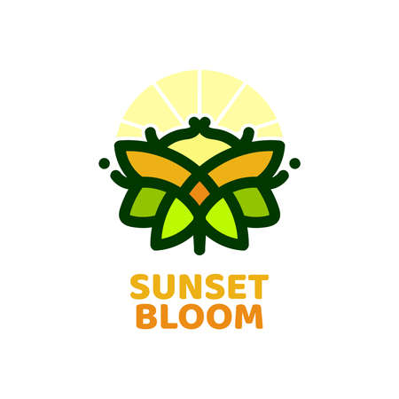 sunset bloom flora flower nature logo concept design illustrationのイラスト素材