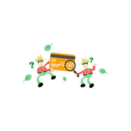 farmer and credit card finance service cartoon flat design illustrationのイラスト素材
