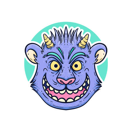 purple monster head smile Cartoon Doodle Vector Illustration Character