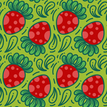 seamless pattern red strawberry fruit creative design background vector illustration
