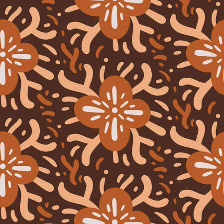 seamless pattern brown flower creative design background vector illustrationのイラスト素材