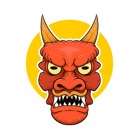 the traditional japanese demon oni mask illustrationのイラスト素材