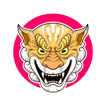 the traditional japanese demon oni mask illustrationのイラスト素材