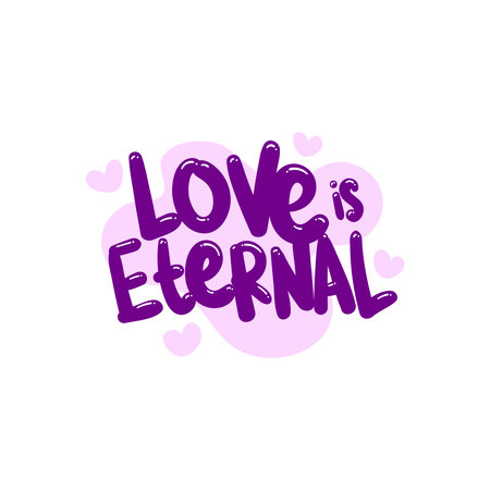 love is eternal people quote typography flat design illustrationのイラスト素材