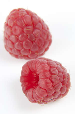 Raspberries on white backgroundの写真素材