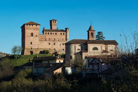 Grinzane Cavour, Italy - October 23, 2014: View of the Castle of Grinzane Cavour Unesco heritage in the territory of the Langhe Piedmont Italyのeditorial素材