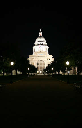 A nice clean shot of the Texas State Capitol Building in downtown Austin, Texas at night.の写真素材