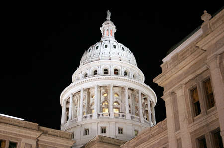 A nice clean shot of the Texas State Capitol Building in downtown Austin, Texas at night.の写真素材