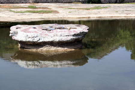 A shot of the symbolic round rock of Round Rock, Texas.の写真素材