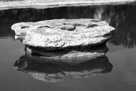 A shot of the symbolic round rock of Round Rock, Texas.の写真素材