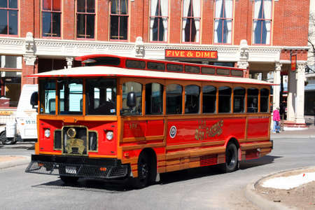 A public transportation bus in San Antonio, Texas.のeditorial素材