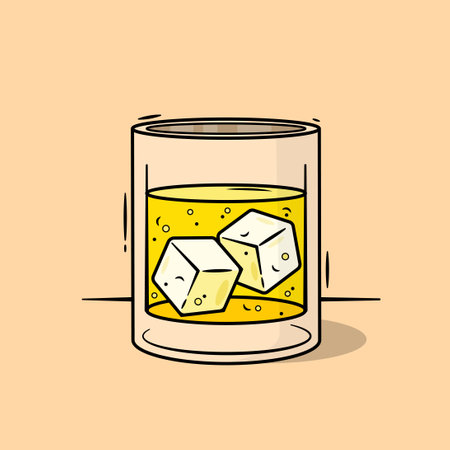 illustration of beer with two ice cubeのイラスト素材