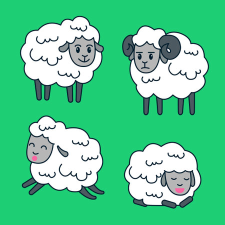 four sheep the illustrationのイラスト素材